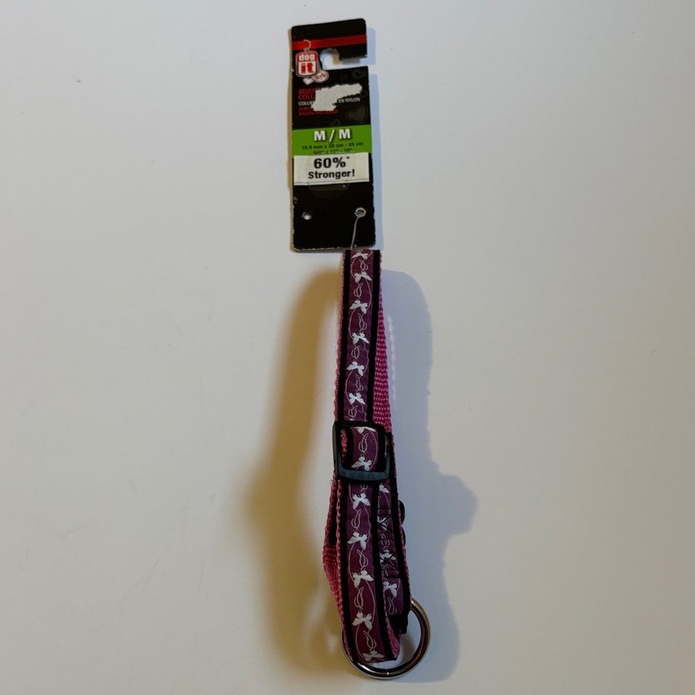 Dog Collar Medium - Pink Patterned Adjustable Collar